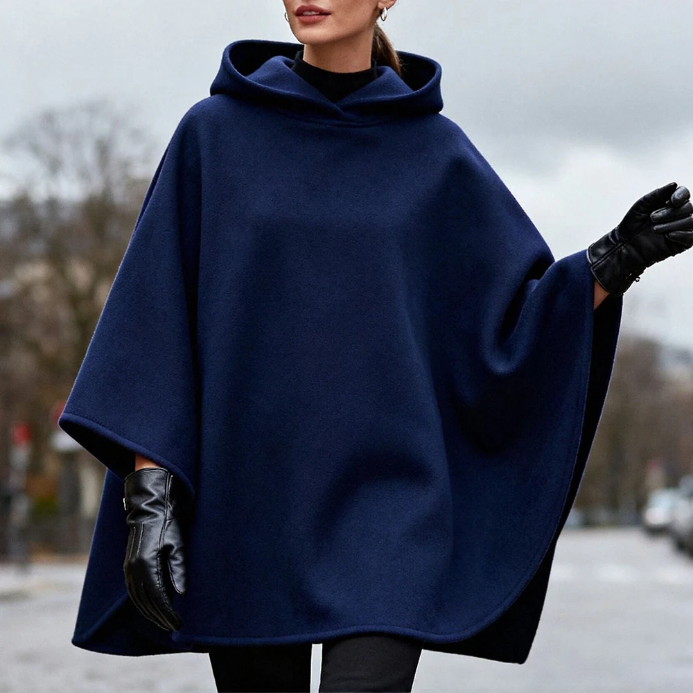 

Женский замшевый бархатный свободный плащ с капюшоном, пальто с запахом на плечах, осенне-зимняя модная верхняя одежда Independent Station