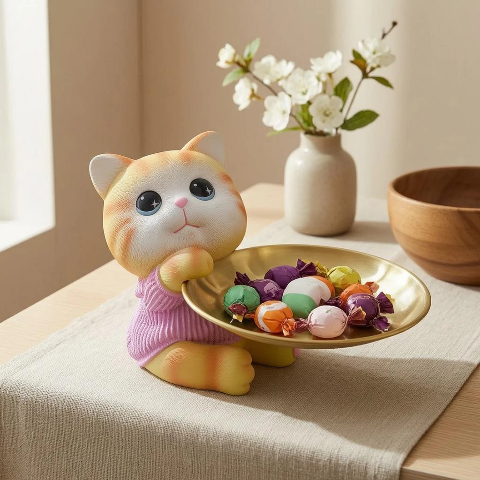 Seated Cat Organizer Small-Item Cat-Shaped Storage Tray House Decoration Decorative Home Decor Stable Base for Entryway