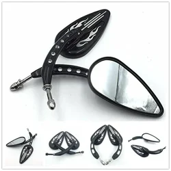 Motorcycle Parts Flame Rearview Pair Mirrors Custom For Harley Davidson Cruiser Fat Bob FXDF 2008-2018
