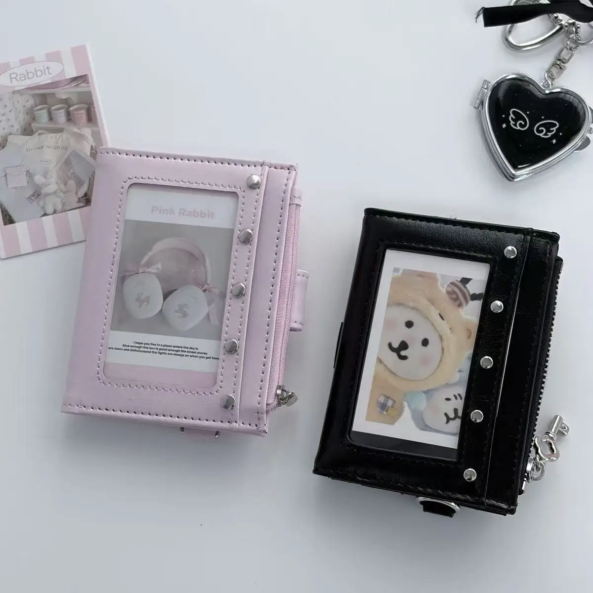 Koreanische Schwarze Pinkfarbene Leder-Münzbörse, Tragbarer Kartenhalter, Hochwertige Bankkarten-Aufbewahrungstasche, Reise-Münzbörse, Ins-Geschenk – Detail 7