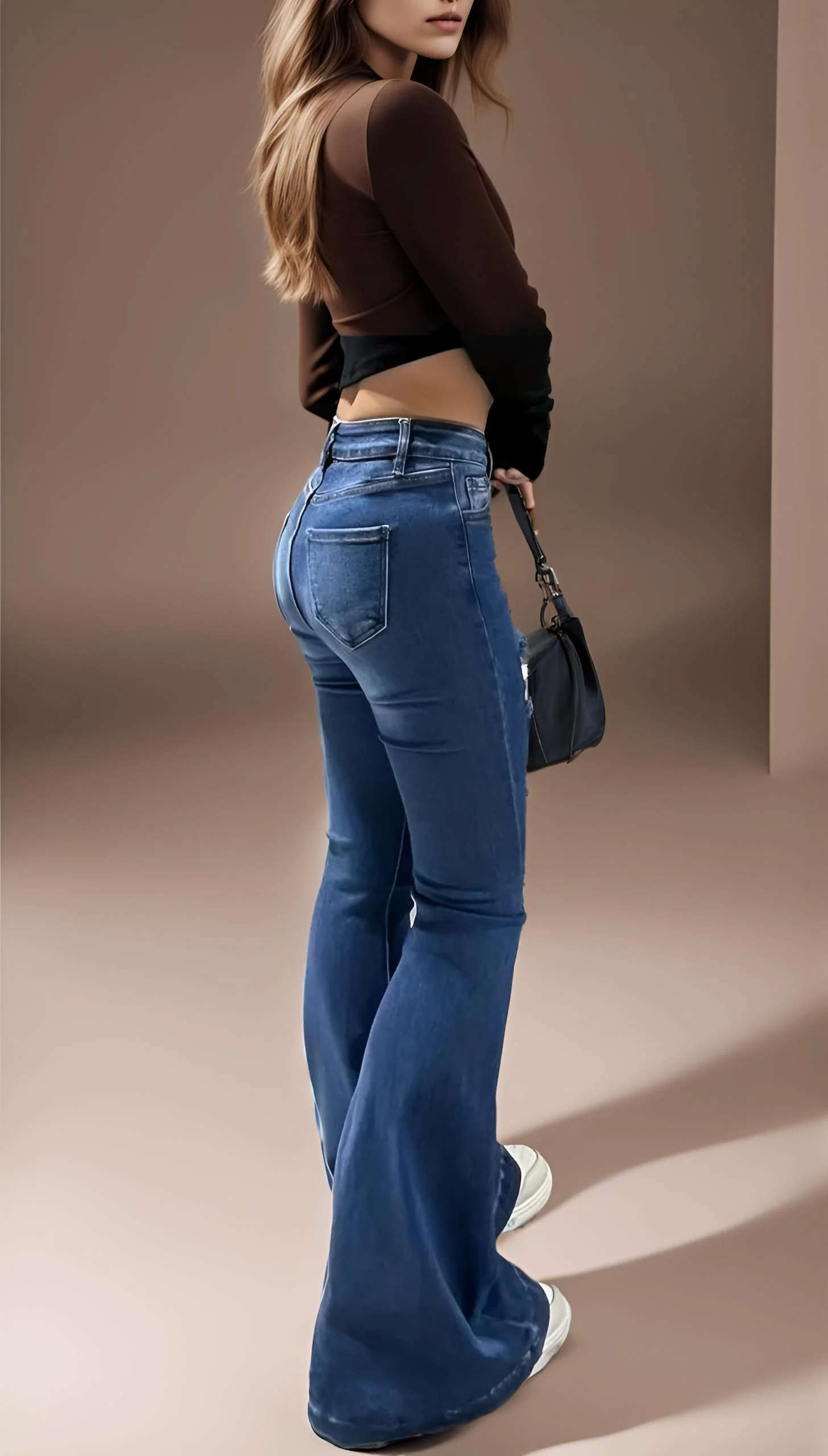 2024 jeans svasati stile ragazza piccante slim fit retrò da donna