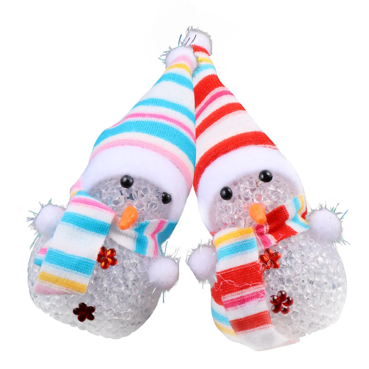 

2Pcs Glowing Snowman Christmas Light High Quality Eva Crystal Color Changing LED Night Lamp Xmas Party Decoration Ambient Light
