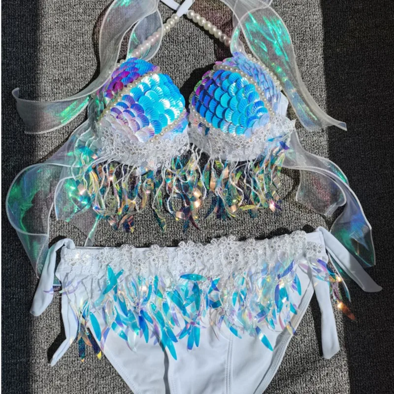 

Handmade Design Bikini Strap Underwear Electronic Music Festival Sexy Hot Girl Aquarium Bra Clothing Nightclub Niche