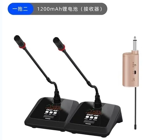 Xianke OK-90A ميكروفون لاسلكي واحد إلى أربعة، ميكروفون FM مخصص لسطح المكتب معقوفة للبث المباشر ومؤتمر FM مخصص