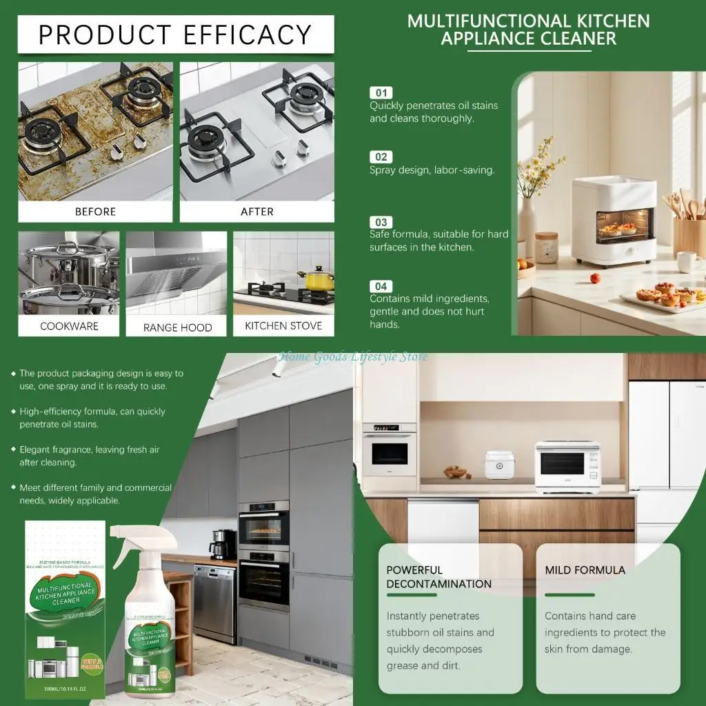 E74E Professional Kitchen Stain Cleaner Efficiently Clean Grease Dissolve Grease Kitchen Oil Removers Agent Oil Cleaner