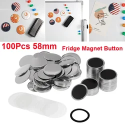 100Pcs Soft Strong Fridge Magnet Button Parts 58mm DIY Round Blank Refrigerator Magnet Supplies for Button Maker Machine