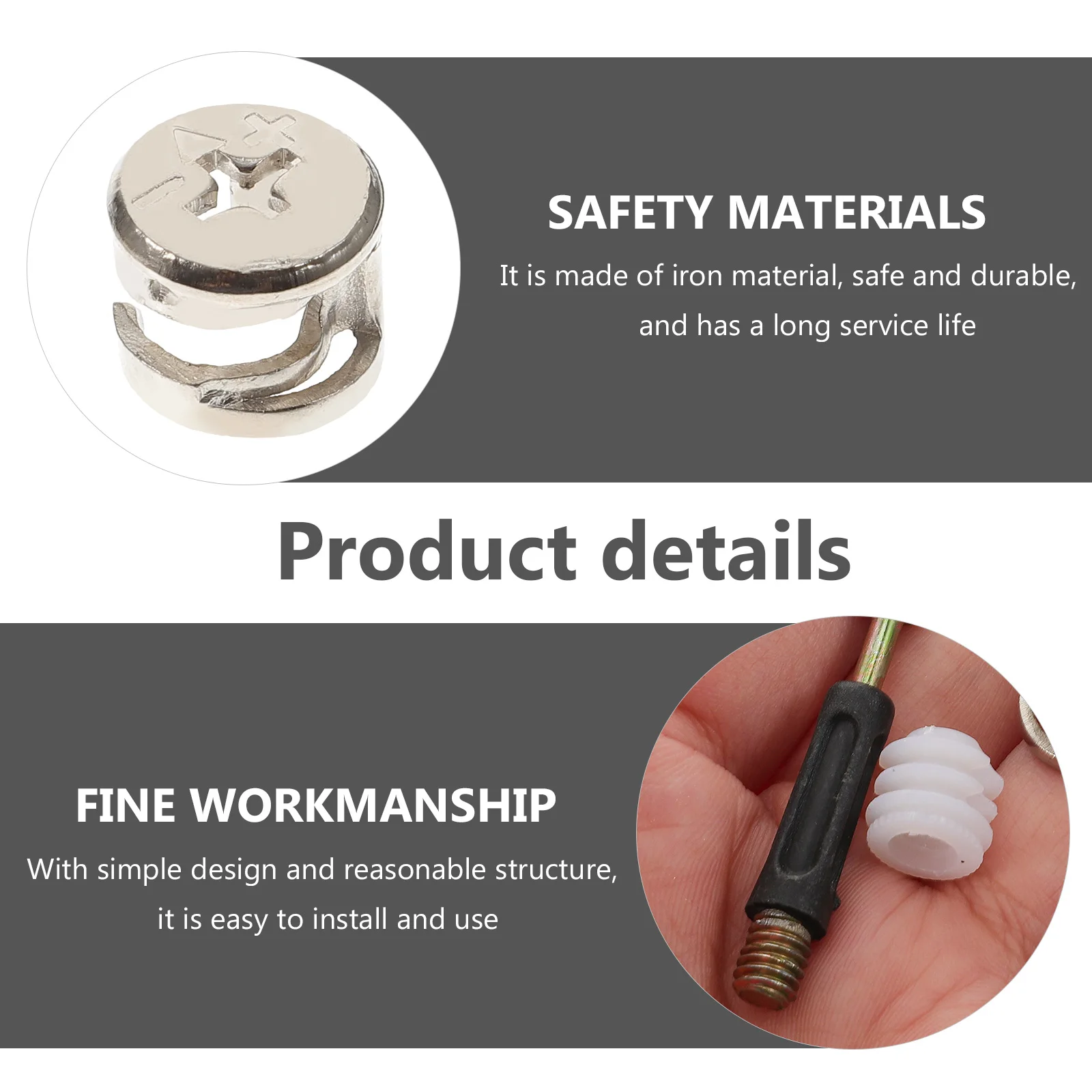 

Fittings Zinc Alloy Furniture Connector Corrosion Resistant Cabinet Drawer Fasteners Cam Bolt Dowels Pre