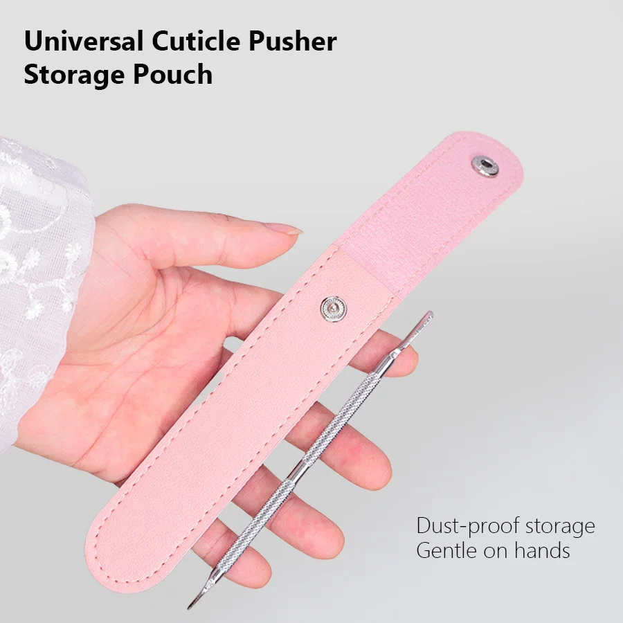 8pcs PU Leather Protective Sleeve Cover For Cuticle Pusher Dead Skin Remover Nail Art Eyelash Tweezers Storage Bag