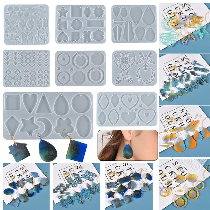 Earring Pendant Silicone Mold Round Heart DIY UV Epoxy Resin Mould for Jewelry Making Tools Necklace Keychain Handmade Crafts
