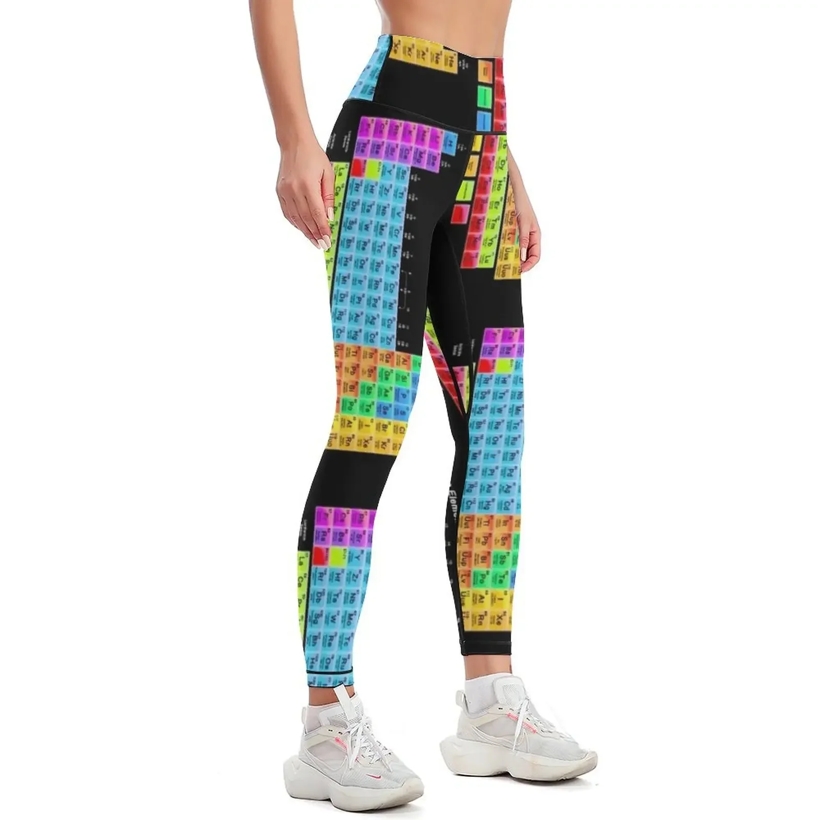 Vibrant Color Periodic Table on Black Leggings sport pants Golf wear Women's pants Womens Leggings