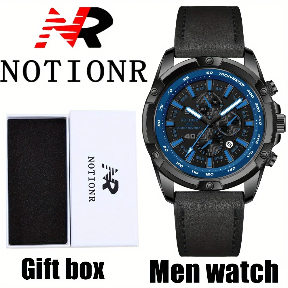 

NOTIONR модные мужские часы классический указатель с круглым циферблатом мужские часы-указатель с дисплеем даты деловые черные наручные часы из искусственной кожи с ремешком
