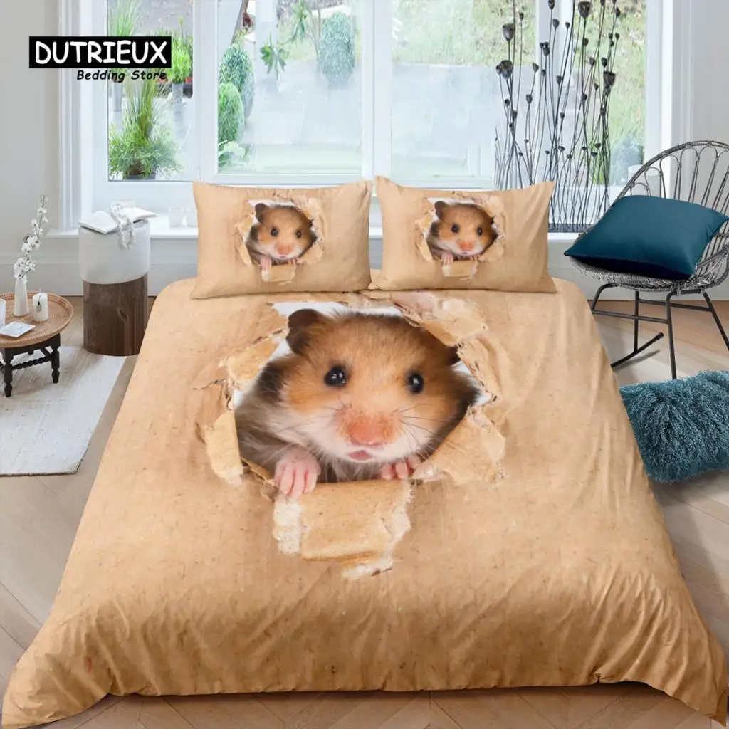 

Home Living Luxury 3D Hamster Bedding Set Comfortable Duvet Cover Set Kids Bedding Set Queen and King EU/US/AU/UK Size