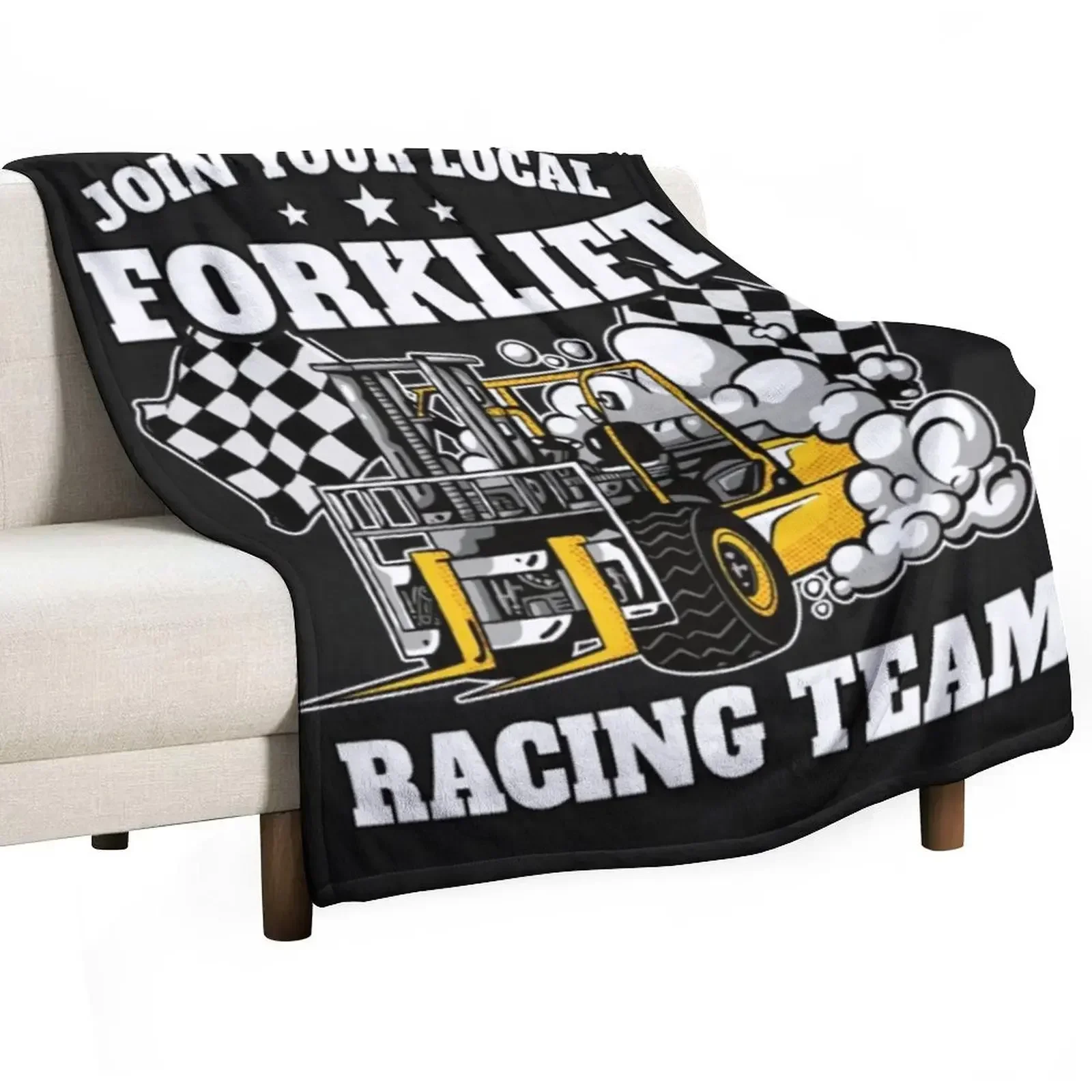 Forklift Racing Team Funny Throw Blanket Plush Warm blankets ands Tourist Plaid Heavy Blankets