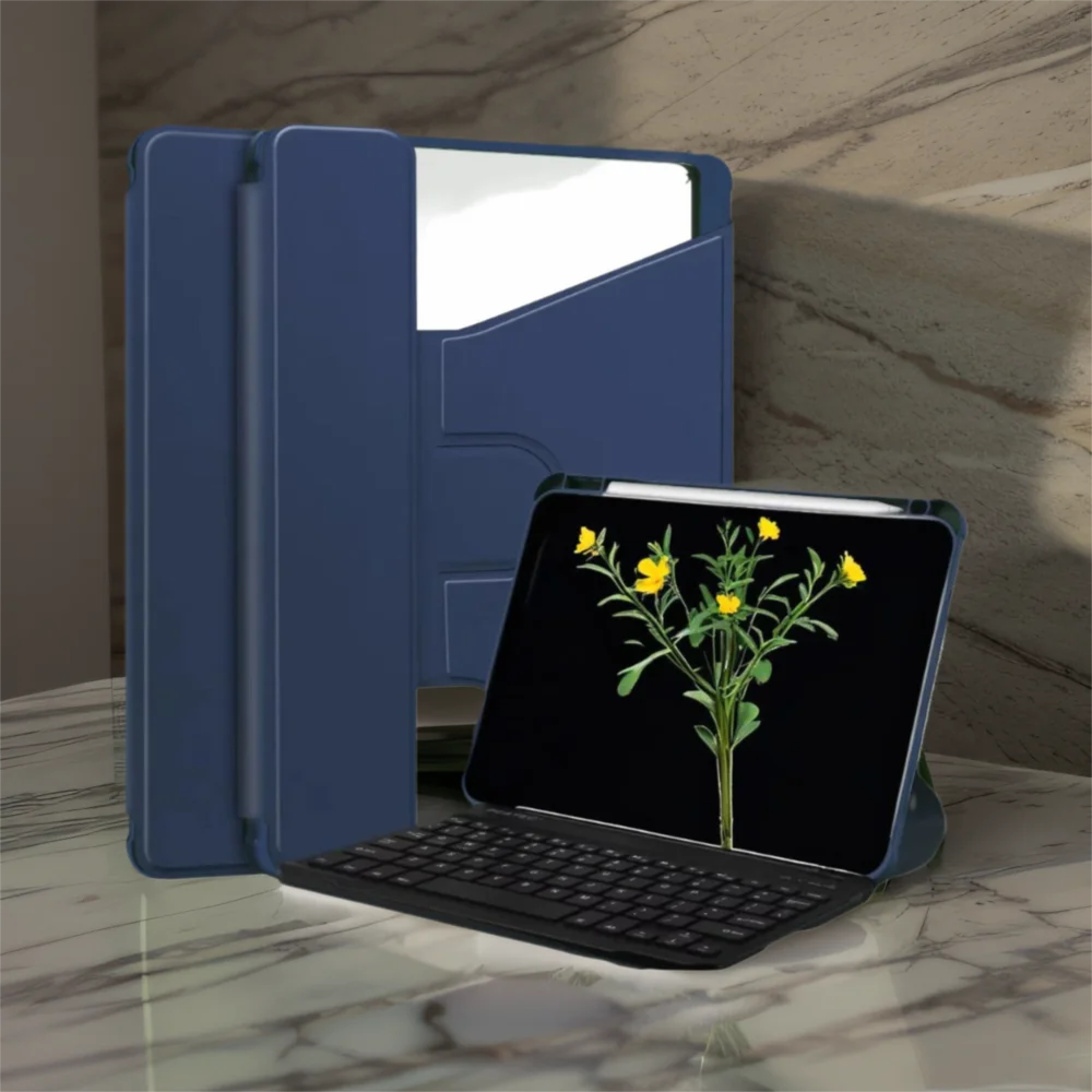 Leather Cover Case for iPad pro 11 2024 Tablet Case with Rotary Function Transparent 360° Rotating Keyboard