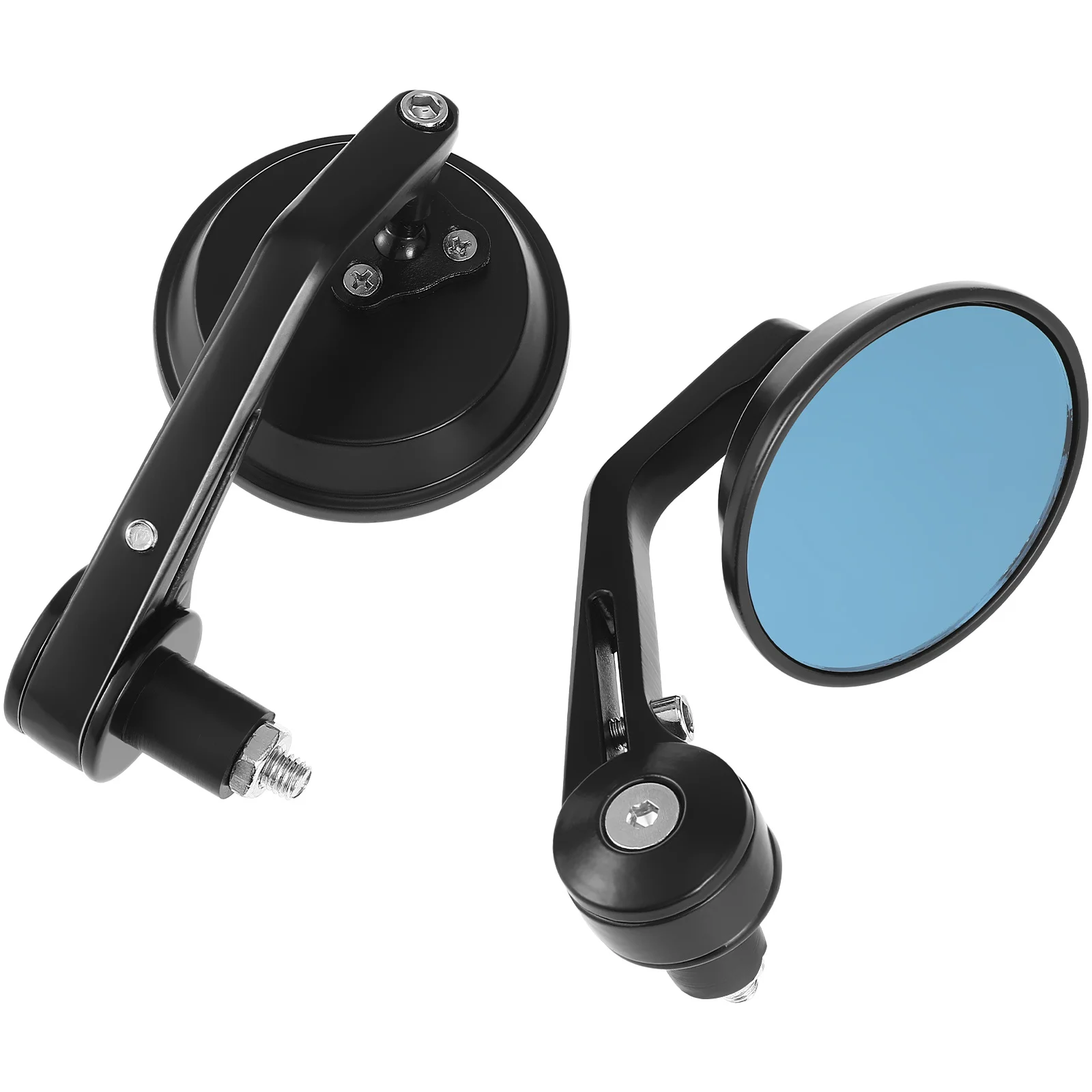 

1Pair Aluminum Round Motorcycle Handlebar Mirrors Adjustable Anti-Glare Rearview Bar End Mirrors for Road Safety