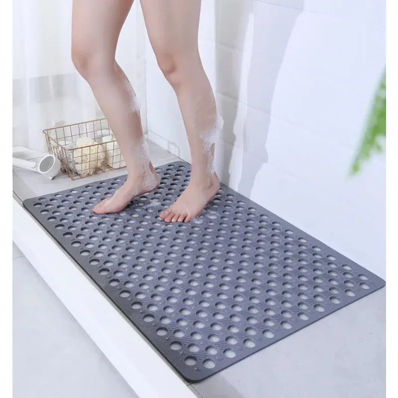 

1pc Bathroom Non-Slip Mat With Suction Cup, 43x75cm Bath Rug, Shower Mat Round Hole Design, Bathroom Massage Ring, Quick Drain