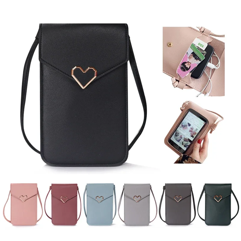 Universal PU Leather Cell Phone Bag Shoulder Pocket Wallet Pouch Case Neck Strap for Samsung S10 for IPhone 12 11 Huawei P30 V20