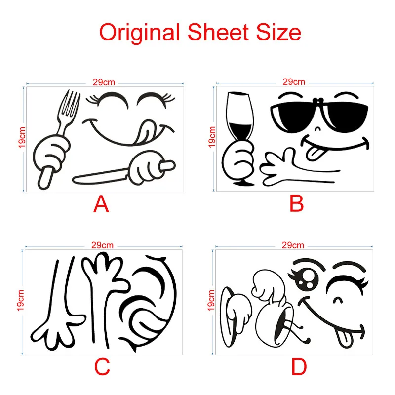 재미있는 식사용 음주 스마일 페이스 벽 스티커, 다이닝 룸 홈 데코, DIY 비닐 아트 벽 데칼 냉장고 스티커