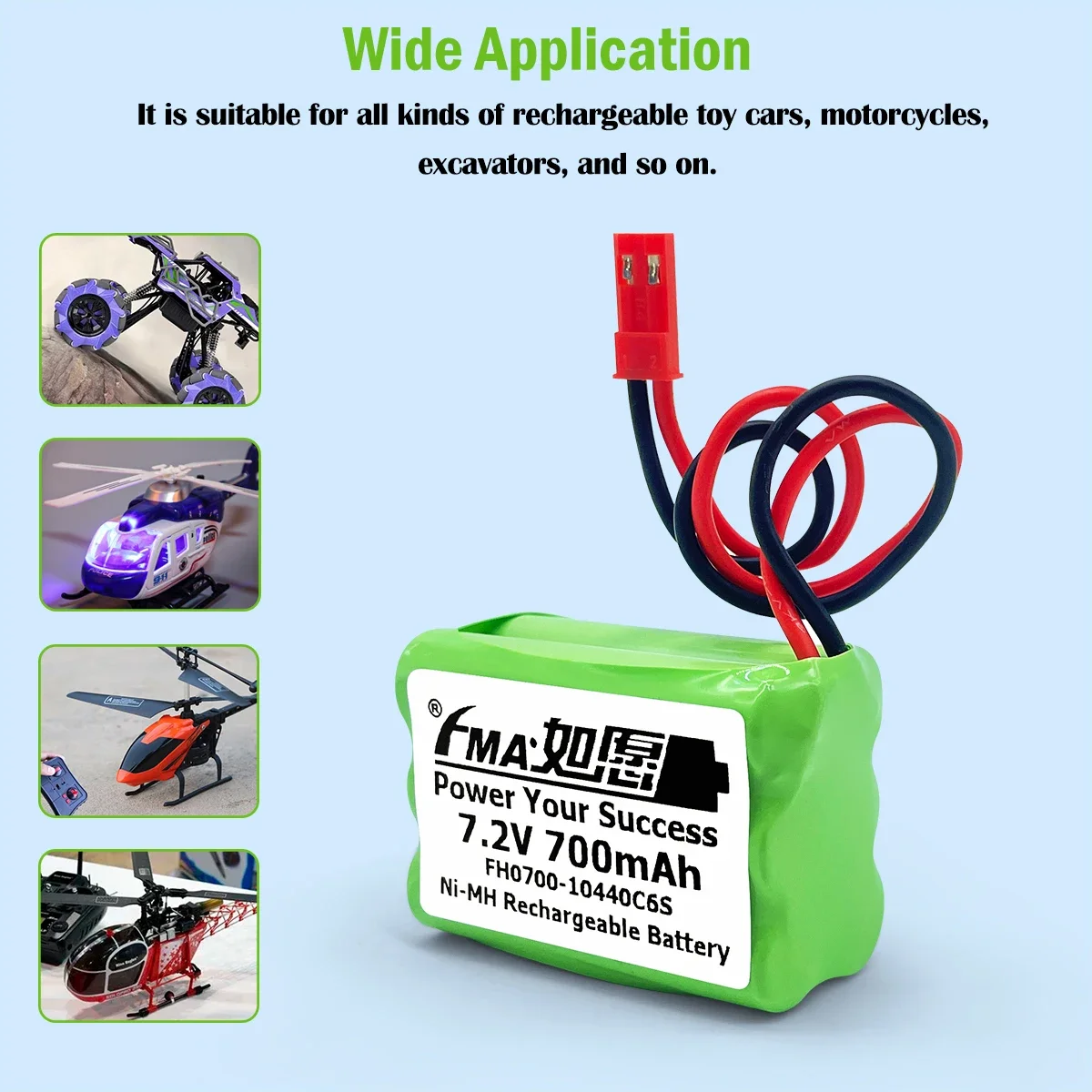 Batteria ricaricabile Ni-MH da 7,2 V 700 mAh per doppio cavallo 7009 V-2 RC modello di elicottero per auto giocattoli durevoli ad alta capacità