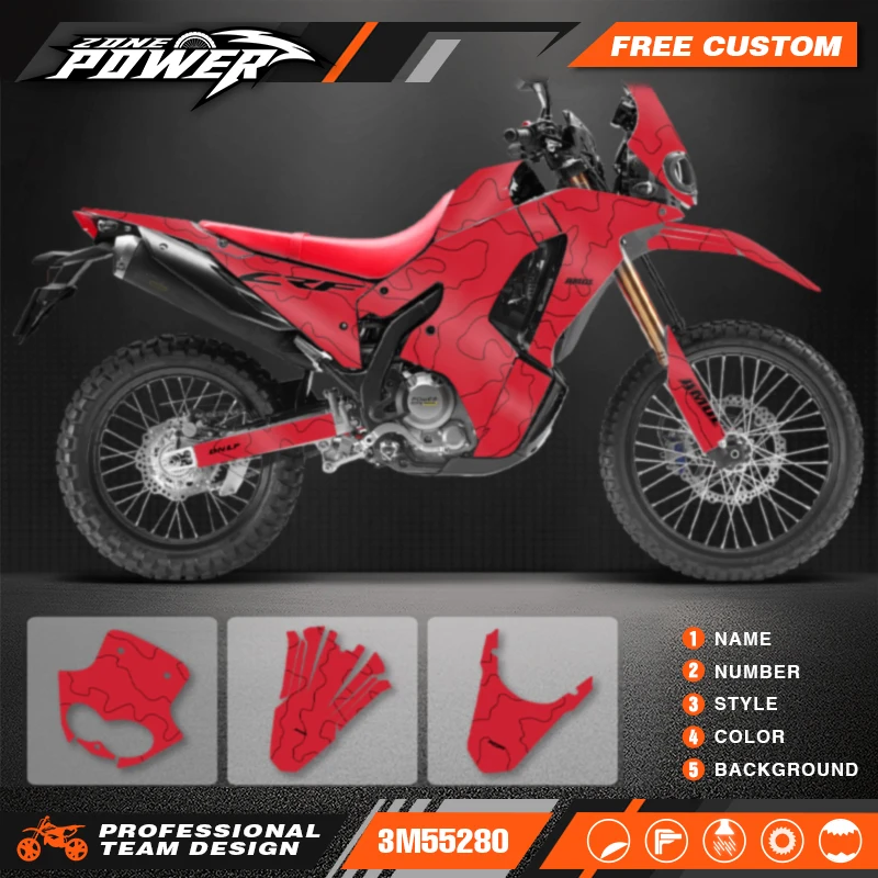 

Powerzone Motorcycle Graphic Decal Stickers Kits For Honda CRF250 300 RALLY 2021 Number Name Customize 04
