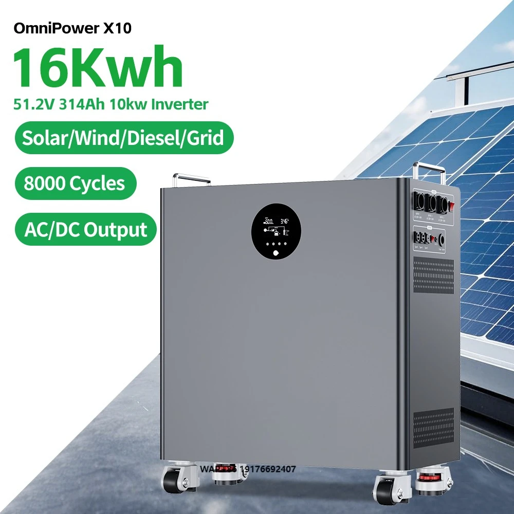 Home Energy Storage Inverter All in One 16Kwh 32Kwh Lifepo4 Lithium Battery Solar Power Generator Home Energy Storage System