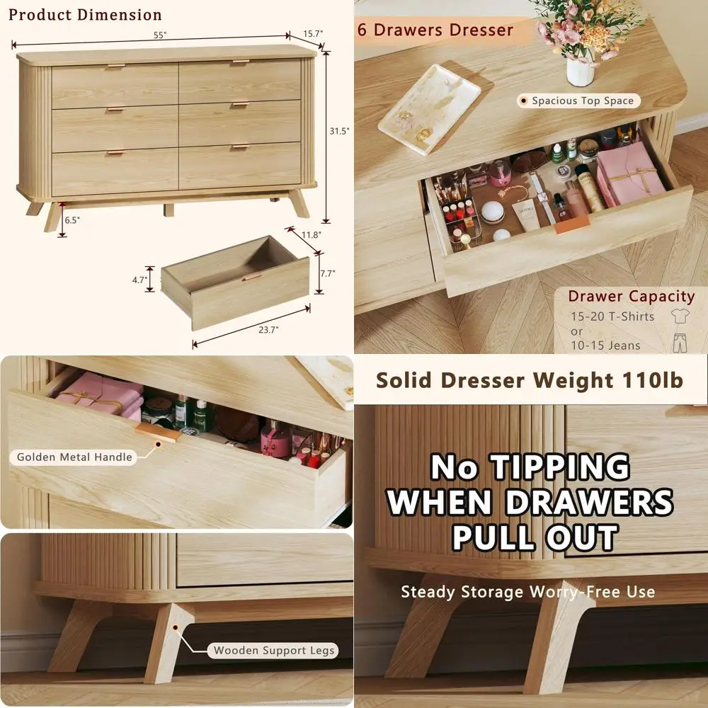 

Комод с 6 ящиками и спальный гарнитур, комоды и тумбы в стиле 55 Century, изогнутый дизайн, тумба под ТВ, деревянный шкаф для хранения для прихожей и спальни