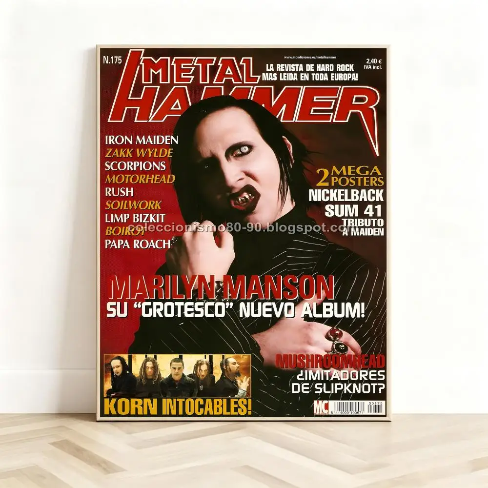 Gothic Rock-Singer M-Marilyn Manson Poster Classic Self-Adhesive PP Wall Sticker for Living Room Bar Decor Gift