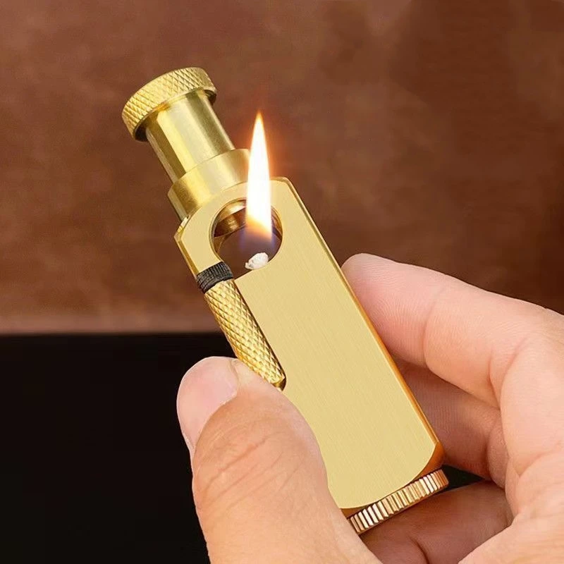 

Brass Flamido Antique Kerosene Lighter Pipe Vintage Laser Carving Six sided Pattern Personalized Texture Open Fire Lighter