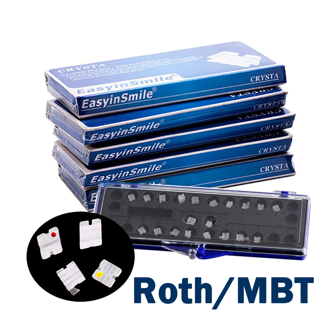 5Packs Dental Orthodontic Ceramic Brackets Braces Roth MBT 0.022 Hooks 345/3 Dentistry Ortho Appliance