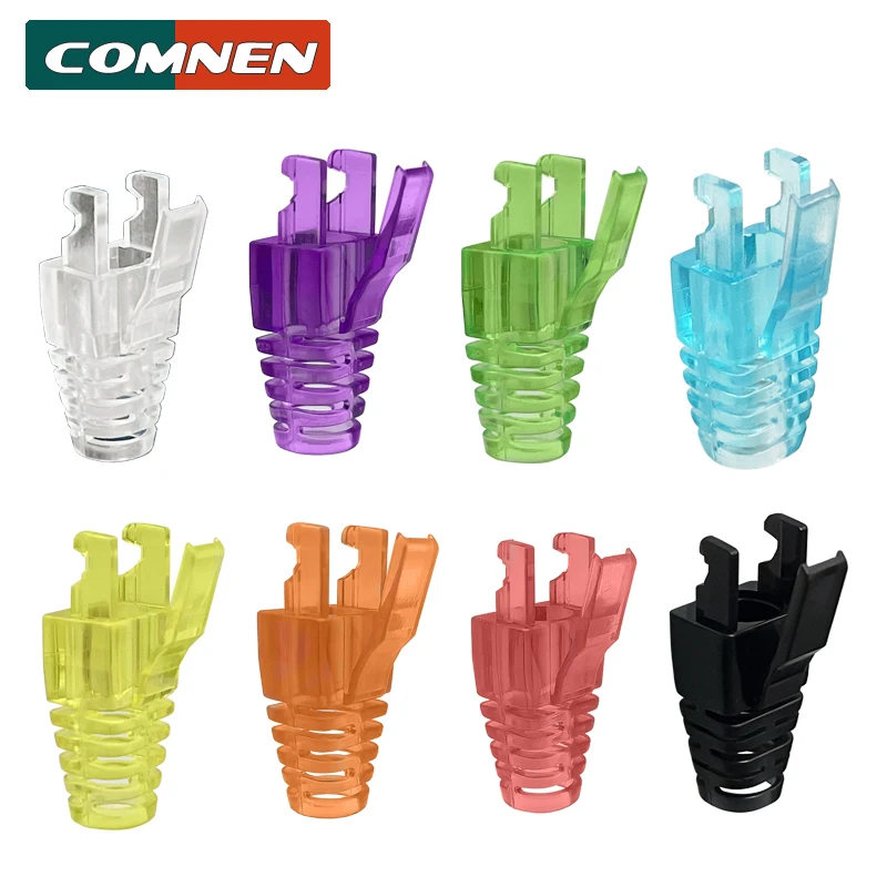 COMNEN 1-300pcs Cat6 Strain Relief Boots Colorful Cat 6 Ethernet Lan Rj45 Boot EZ Crimping Rj45 Cable Protector Plug Covers