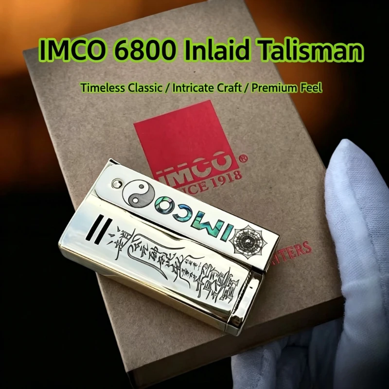 IMCO Classic 6800  Brass Hand-carved Kerosine Lighter Inlaid Colorful Shell Durable Cool High-end Gift for Men's