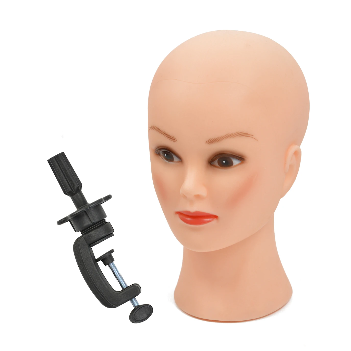 

1 Pc Bald Mannequin Head with Clamp Stand Wig Making Head Professional Cosmetology Doll Head for Wig Making Displaying