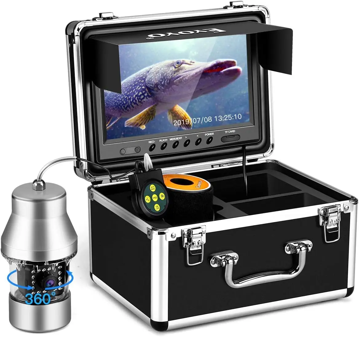 

Underwater Fishing Camera Video Fish Finder Function 9 inch Large Color Screen 360° Horizontal Panning Camera