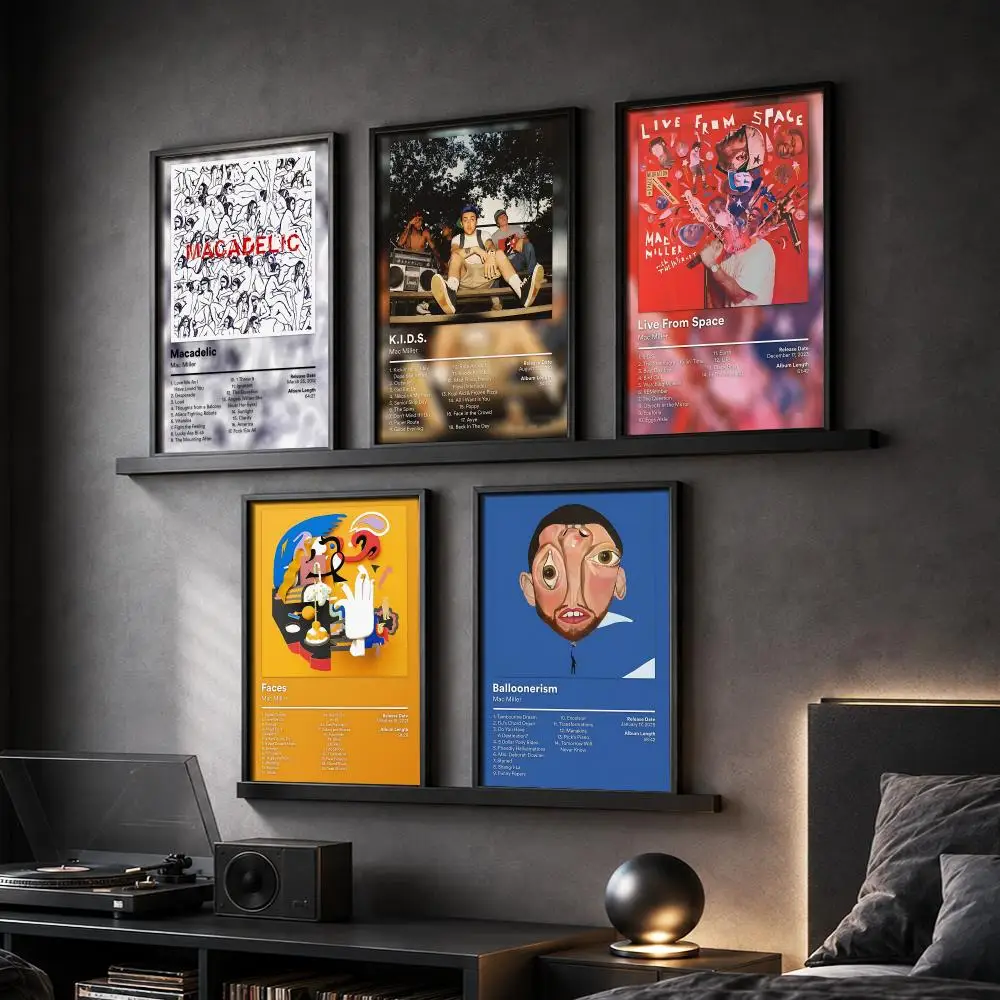 Mac M-Miller Rapper Music Painting Calligraphy Canvas Poster Hallway Bedroom Living Room Home Bar Decoration Interior Wall