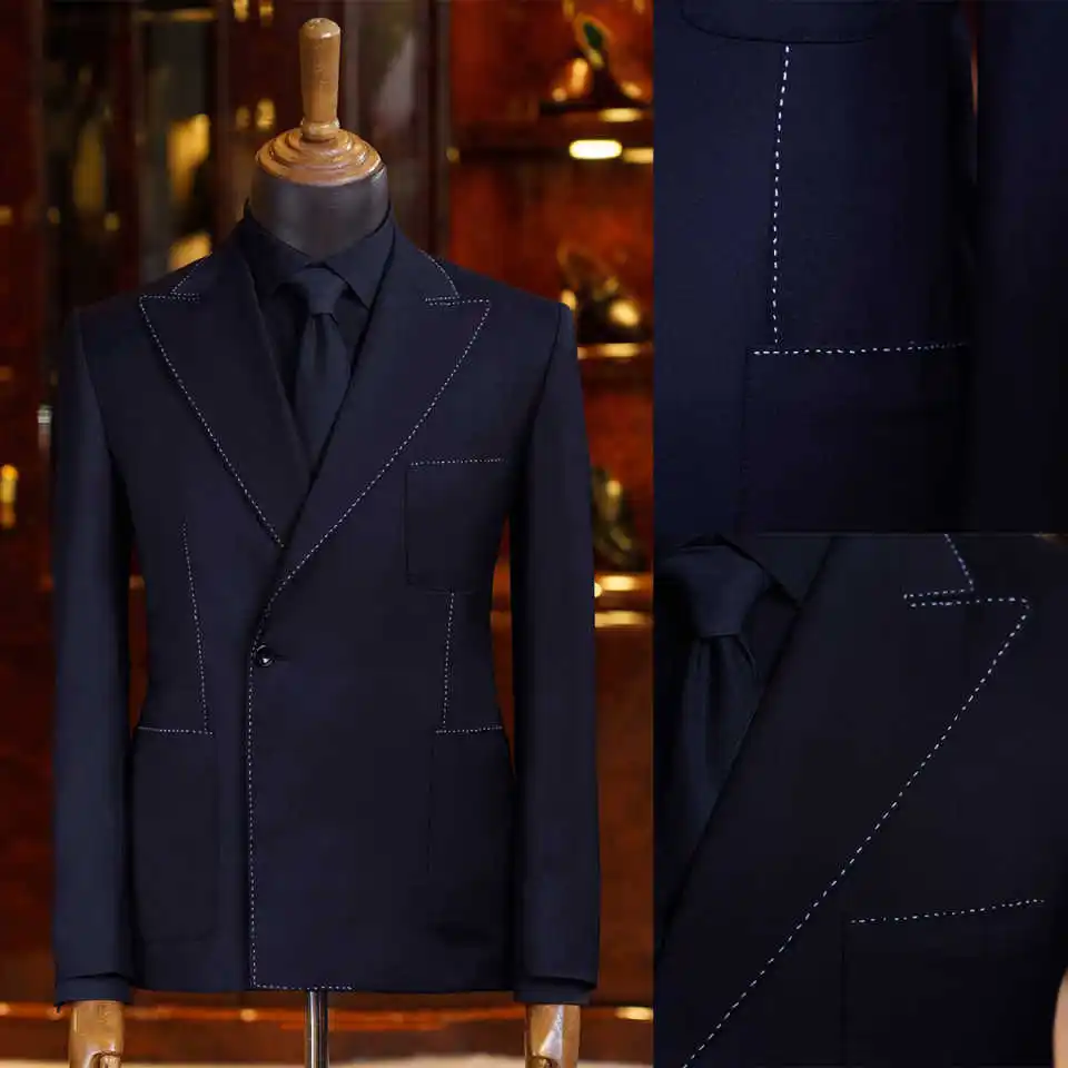 

Fashion Men's Wedding Blazer Peaked Lapel Jacket Single Breasted Tuxedos Business Party Slim Fit Groom Wear Only Coat