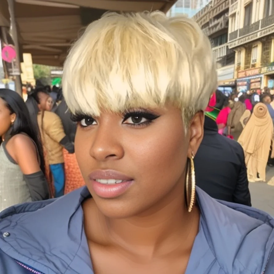 앞머리가 있는 짧은 직선 다채로운 픽시 컷 가발 150% 밀도 여성용 전체 기계 제작 가발 여름 데일리웨어