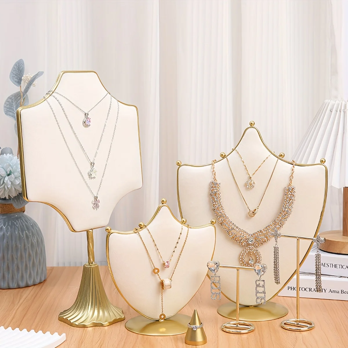 

1pc Crown Top Jewelry Display Stand - Brushed Tower Multi-Tier Necklace Earring Holder Desktop Organizer for Home Salon Boutique