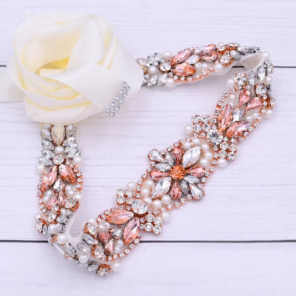 Shinny Sieraden Riem Rose Goud Slanke Riem Strass Riemen Voor Vrouwen Bruiloft Riem Trouwjurk Diamant Bruids Riem Tailleband Sash