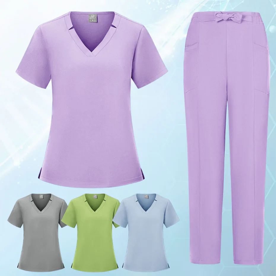 

Nurse Medical Uniform Quick Dry Pet Grooming Workwear Doctor Scrubs Sets Operating Room Surgical Gown Short Sleeve Scrub Set