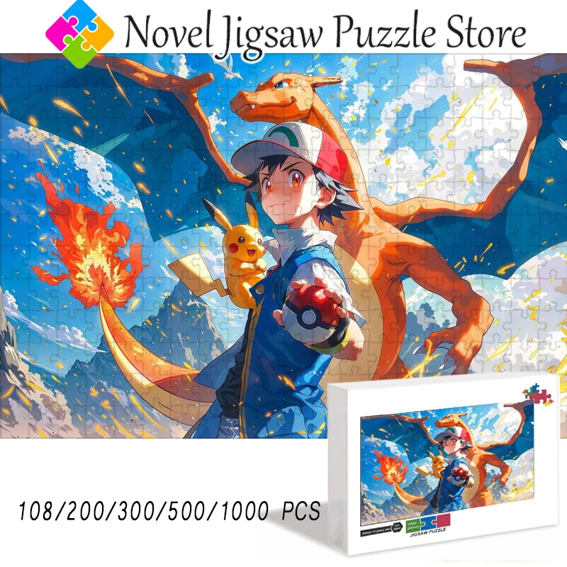 

Pokemon Pikachu Charmander Puzzle Japanese Anime Cartoon Characters 108/200/300/500/1000 PCS Jigsaw Puzzles Adult Handmade Toys