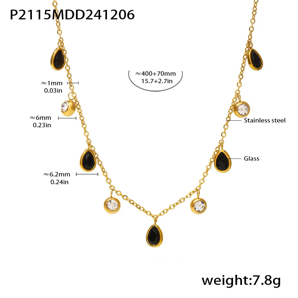Women's Gold Plated Zircon Water Drop Pendant Necklace