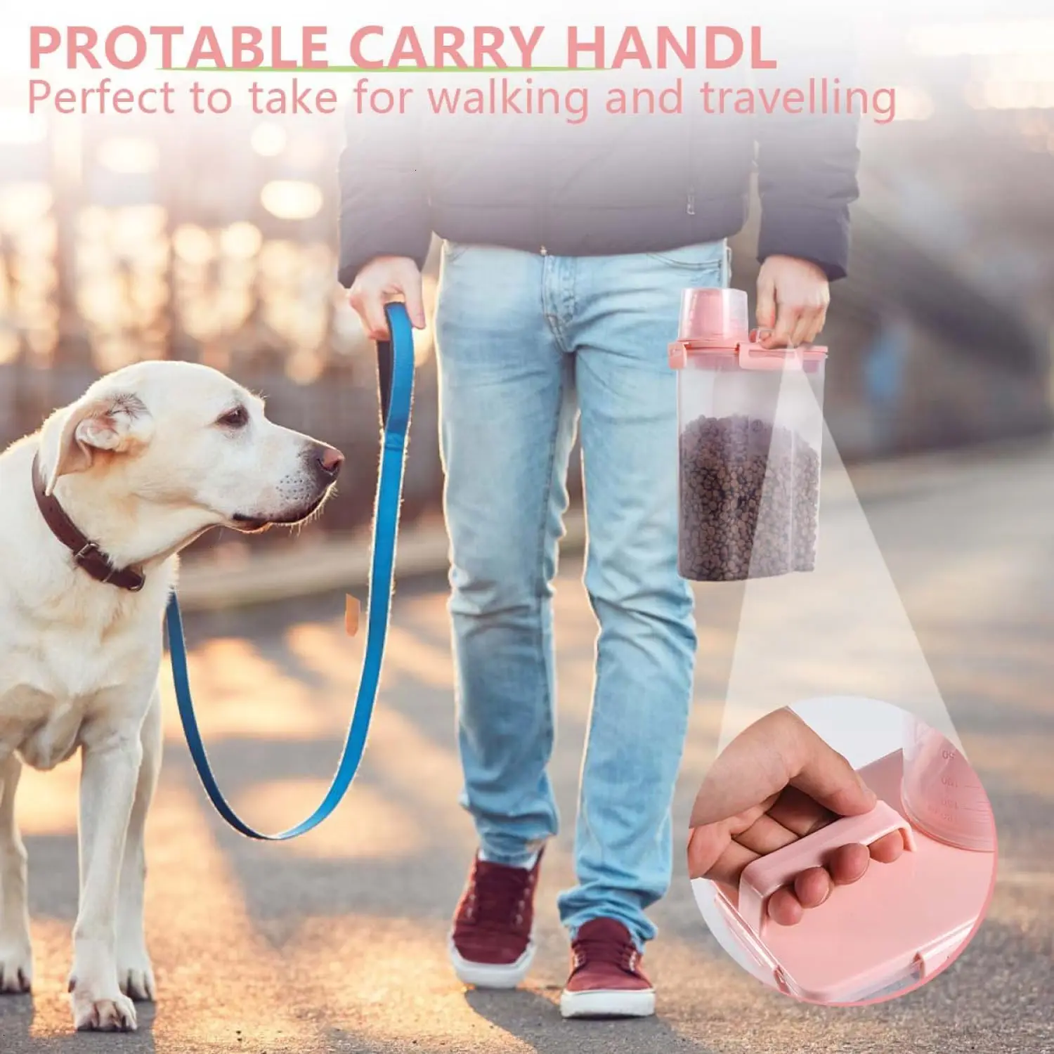 2,5 Pfund BPA-freier Tiernahrungsbehälter mit Messbecher, 3 l für Katzen, Hunde, Vögel – Rosa