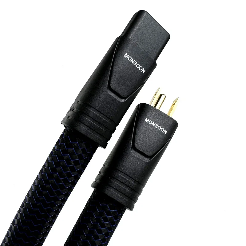 Hi-end Monsoon Power Cable Gold Plated US / EU Plug Perfect-Surface Copper+ (PSC+) Long-Grain Copper (LGC) HiFi AC Power Cord