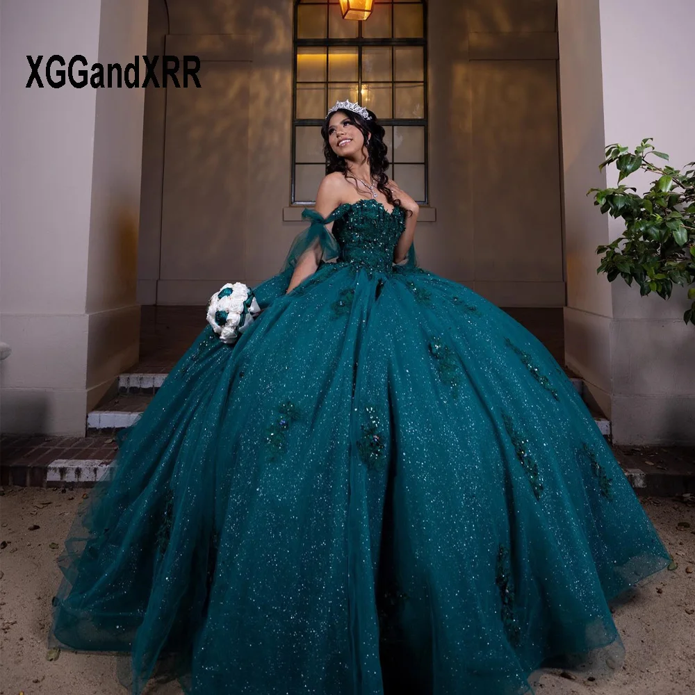 

Green Quinceanera Dress 2024 Princess Sweet 15 16 Birthday Party Gown Backless Pleats Bow Lace Applique Backless Pageant Miss