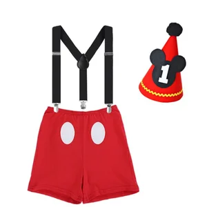 Smash Mickey Theme Cake Baby Kleidung, erste Geburtstagsfeier, Themenparty, Fotografie -Requisiten, Playwear -Zeremonie, 3 Stücke 12 Hauptverkäufe von Mickey Fantasy - №9