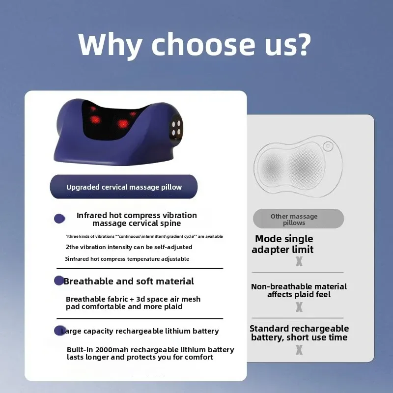 مريح C-شكل الرقبة الكتف مدلك مع تهدئة الحرارة متعدد المستويات كثافة قابلة للشحن لتخفيف الآلام تدليك وسادة عنق الرحم #3