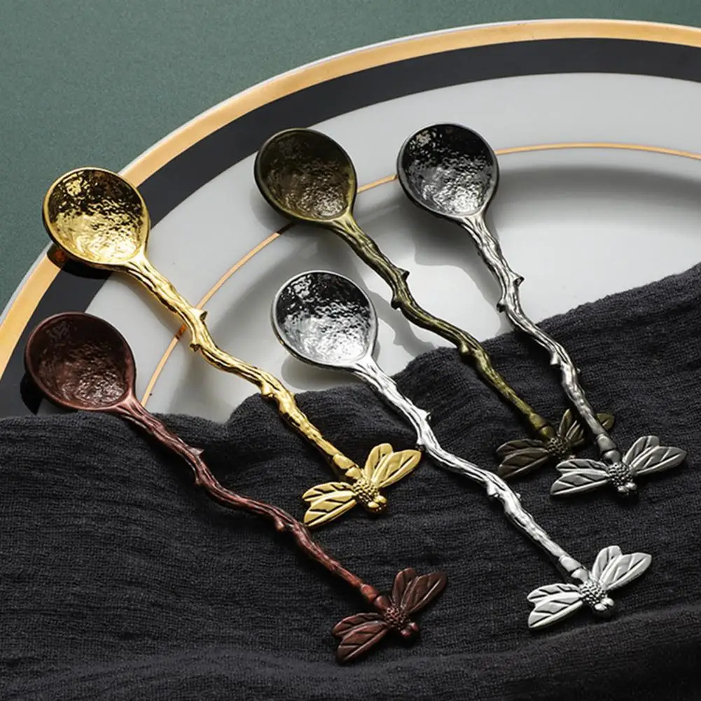 Nice-looking Tea Spoon Plating Surface Honey Scoop Long Handle Food Grade Coffee Spoon  Stir