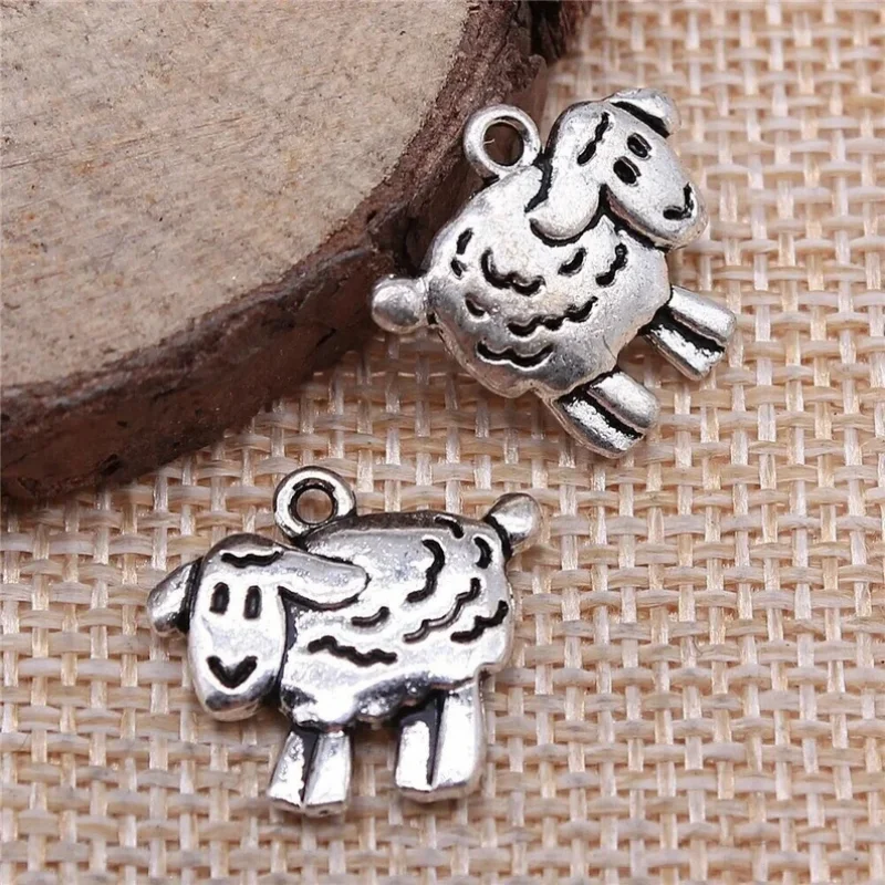 10 Silver Sheep Charms, Lamb Charms, 2 Sided, 18x16mm, Silver Tone Charms Y2k accessories charms
