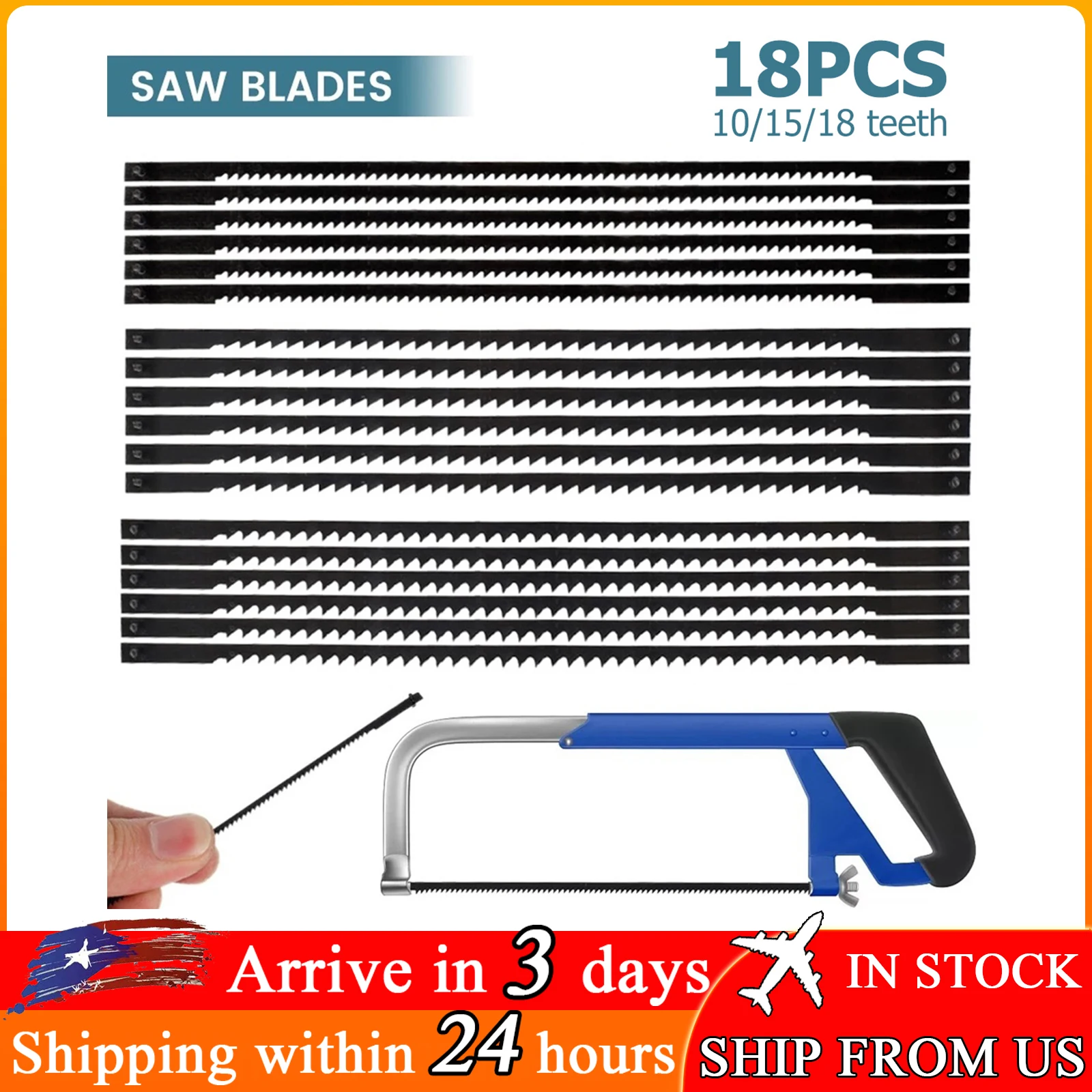 18/36Pcs 5 Inch Scroll Saw Blades Carbon Steel Pinned Scroll Saw Blades 10/15/18 Teeth Saw Blades Woodworking Tool Power Tool