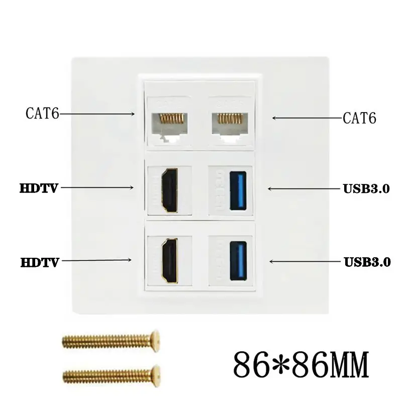 Multimedia 86 RJ45 HDMI Compatible With USB3.0 Solderless Wall Panel Single Group Wall Socket 4K60HZ